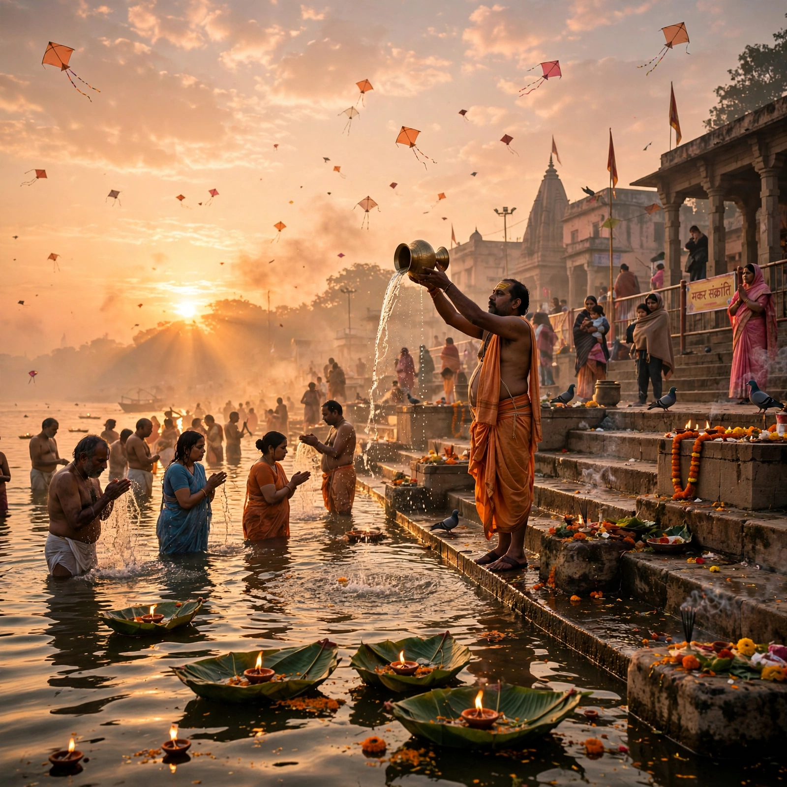 तिल-गुड़ और पारंपरिक थाली – Makar Sankranti AI video prompt