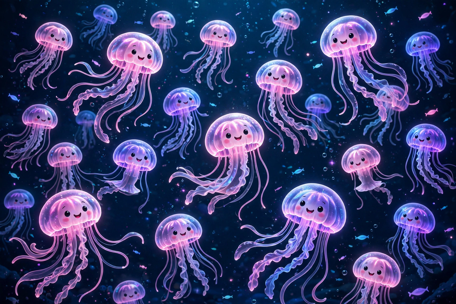 गहरे समुद्र में नाचती glowing jellyfish — Deep Sea Creatures AI Video Prompts