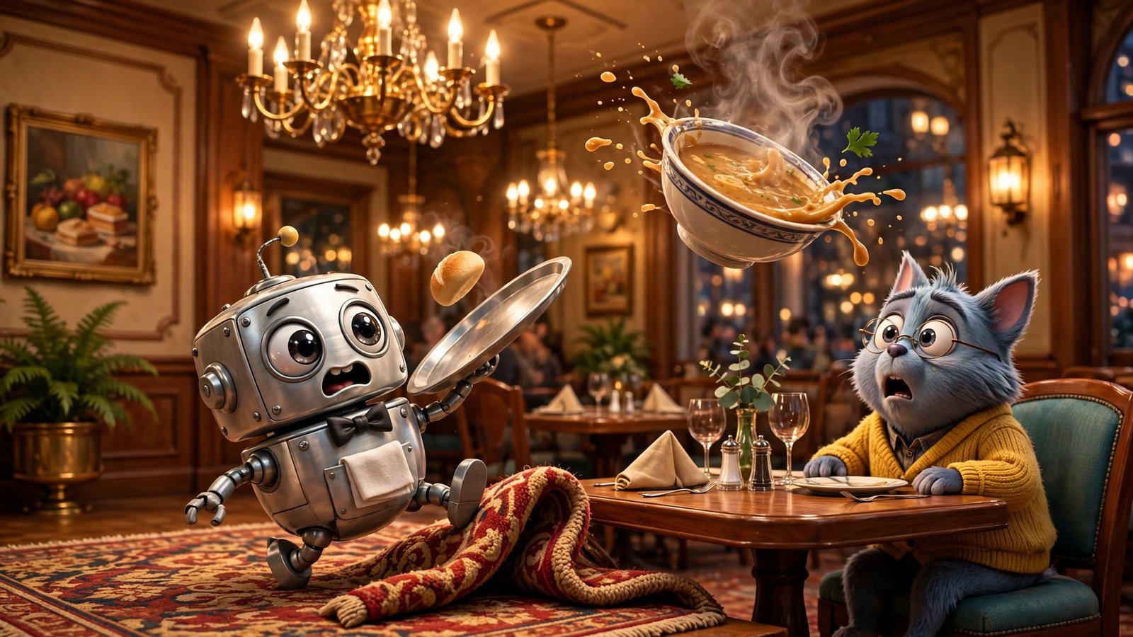 Gadbad Robot Waiter, AI preview