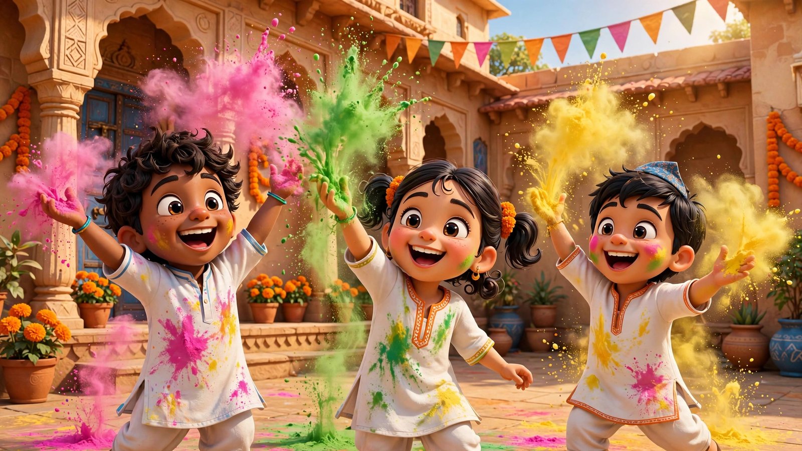 Gulal Wale Cartoon Kids, AI preview