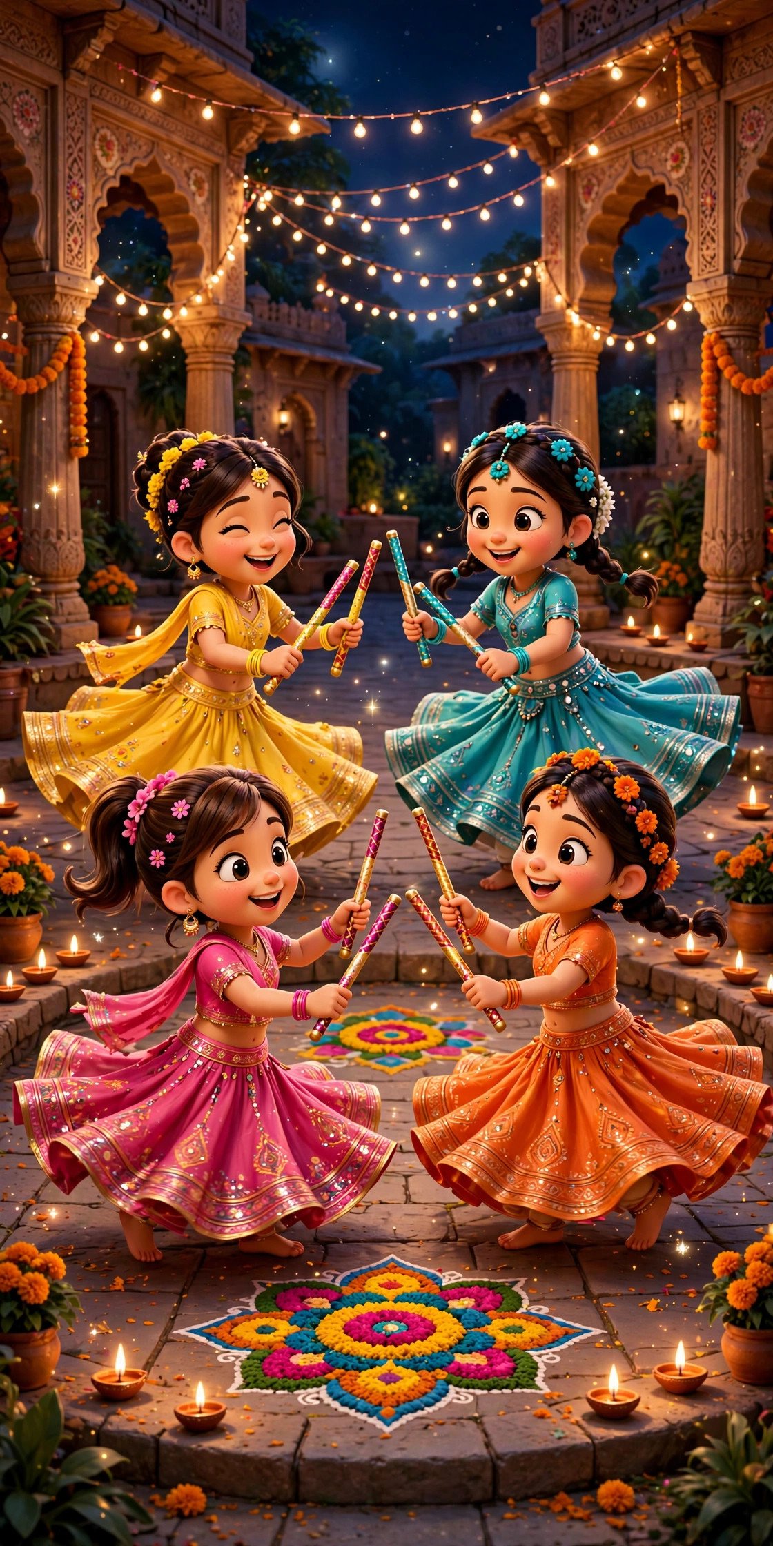 Traditional Dandiya Raas, AI preview