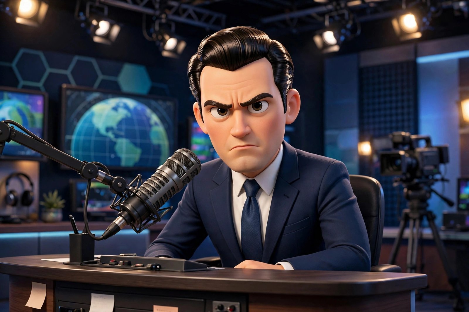 Cartoon news anchor, AI preview