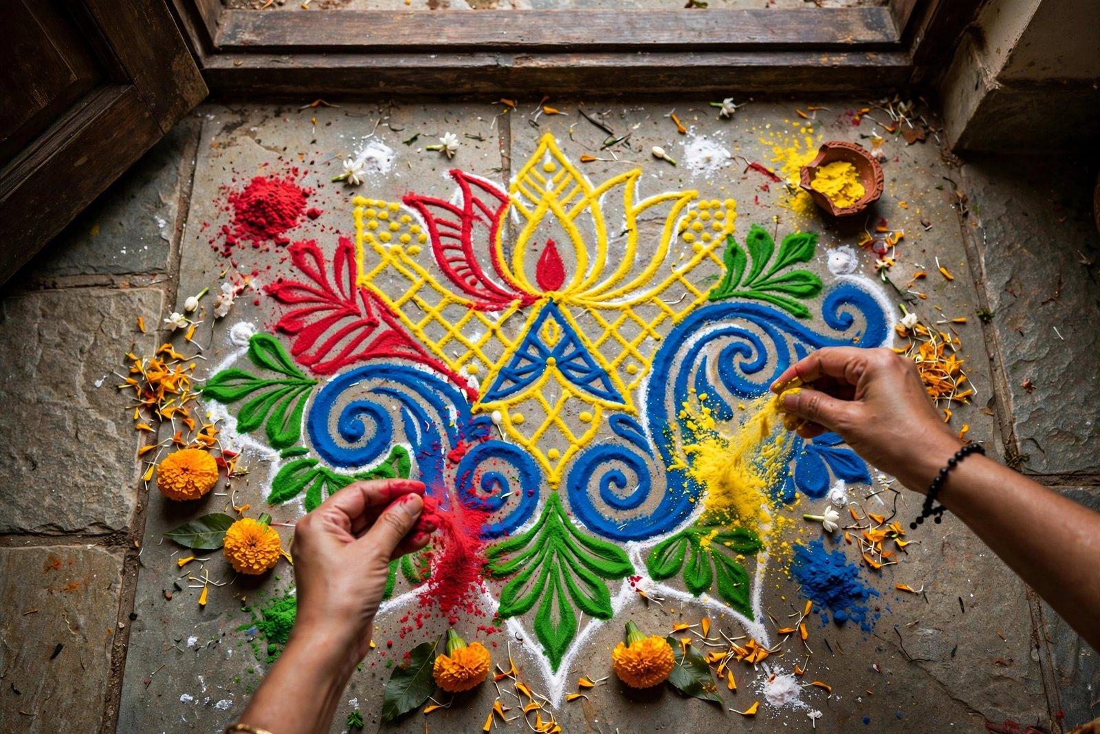 Rangoli banti hui, AI preview